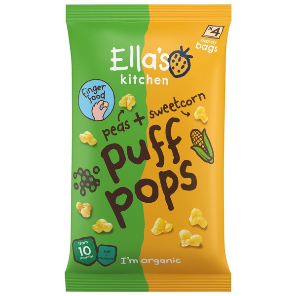 ELLA'S K 10m+ bio puff  pops sweetcorn 4 ST