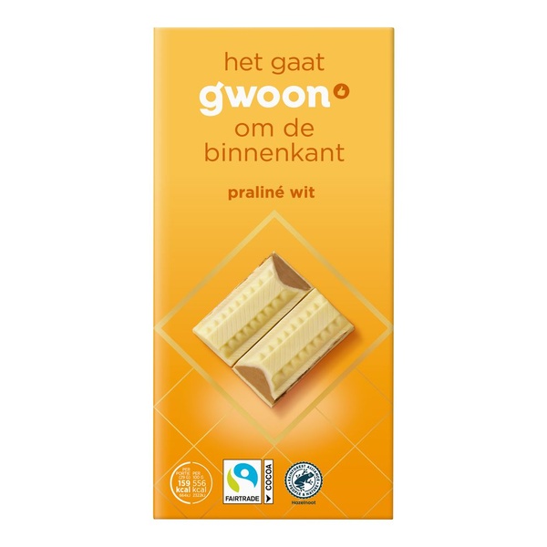 G'WOON tablet wit praline 200 GR