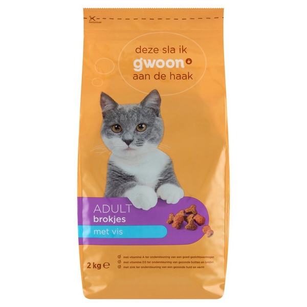 G'WOON kattenbrokjes met vis 2 KG