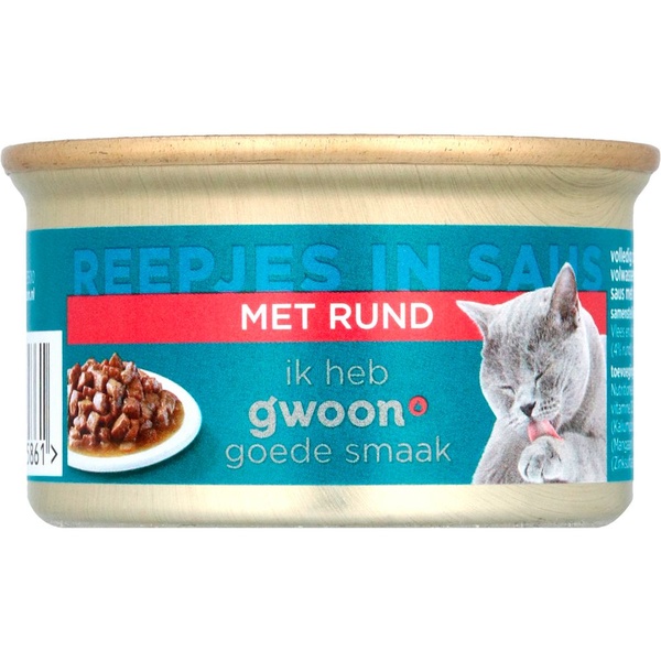 G'WOON kat reepjes rund in saus 85 GR