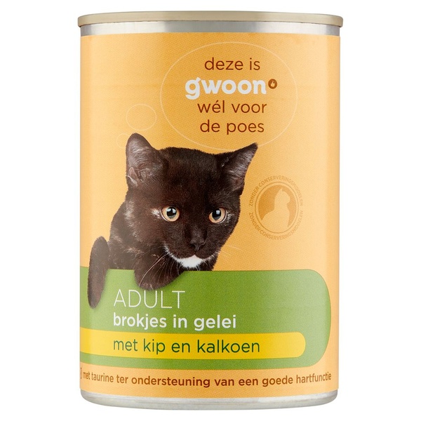 G'WOON kat brokjes in gelei kip kalk 405 GR
