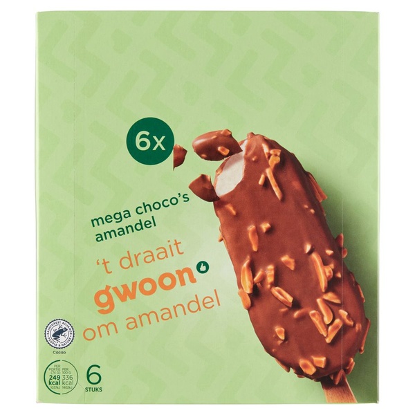 G'WOON mega choco amandel 6 ST