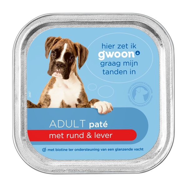 G'WOON hond paté rund lever 150 GR