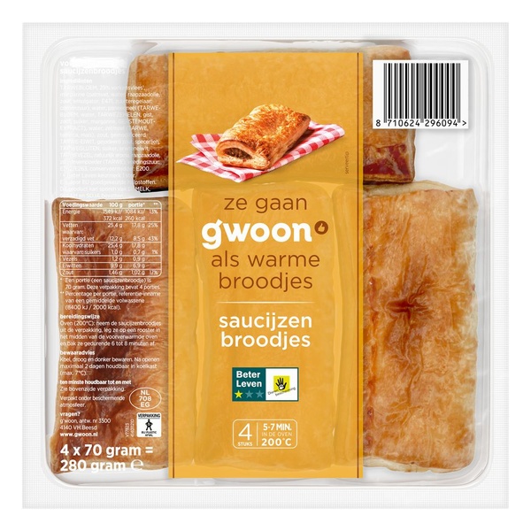G'WOON saucijzen broodjes 280 GR