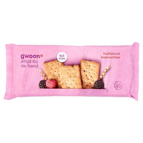 G'WOON fruitbiscuit bosvruchten 218 GR