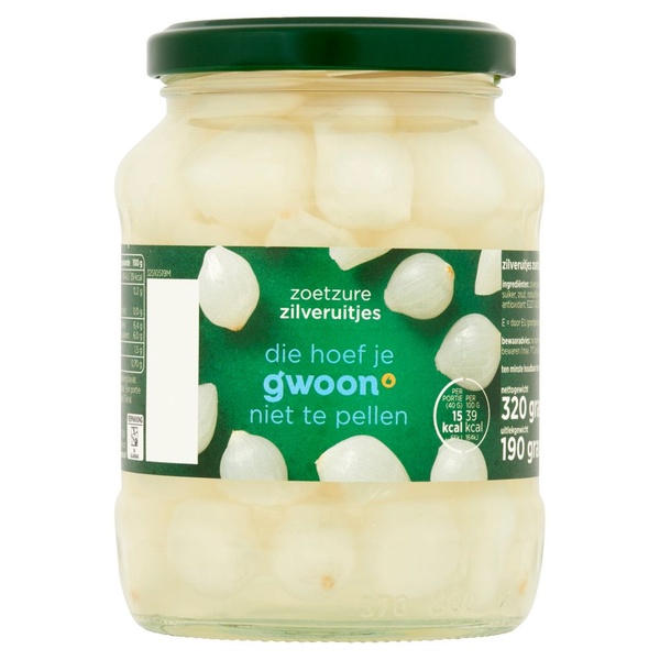 G'WOON zilveruitjes zoetzuur 320 GR