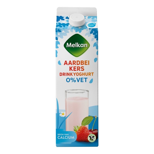 MELKAN topvit drinkyogh aarbei kers 1 LT