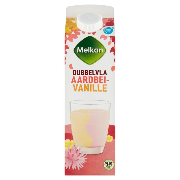 MELKAN dubbelvla aardbei vanille 1 LT