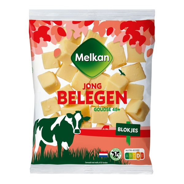 MELKAN kaasblokjes 48+  jong belegen 250 GR