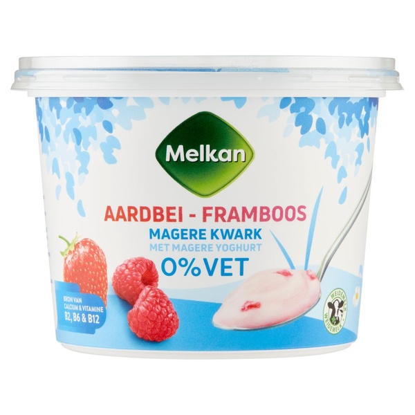 MELKAN magere kwark aardbei 500 GR