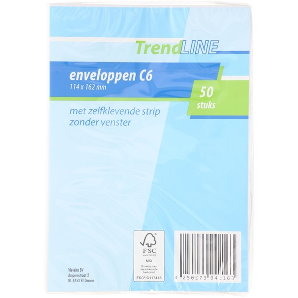 TRENDL c6 enveloppen  11.4x16.2cm 50 ST