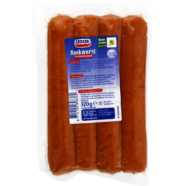 Unox rookworst prof. 4-pack 320 GR