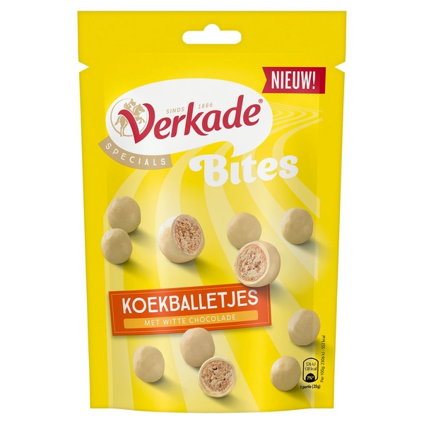 VERKADE bites koekballetjes wit 120 GR