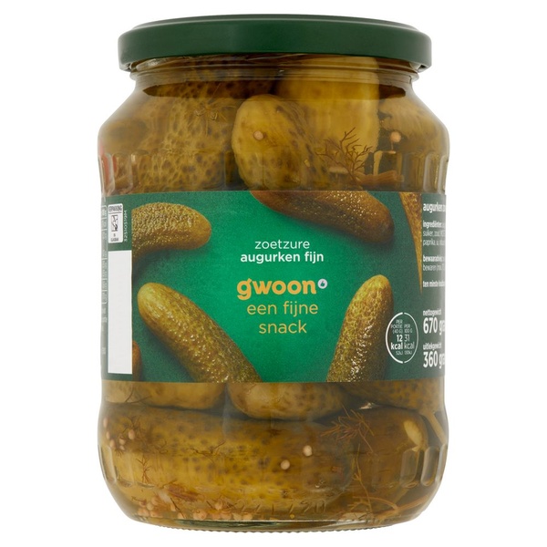 G'WOON augurken fijn zoetzuur 670 GR